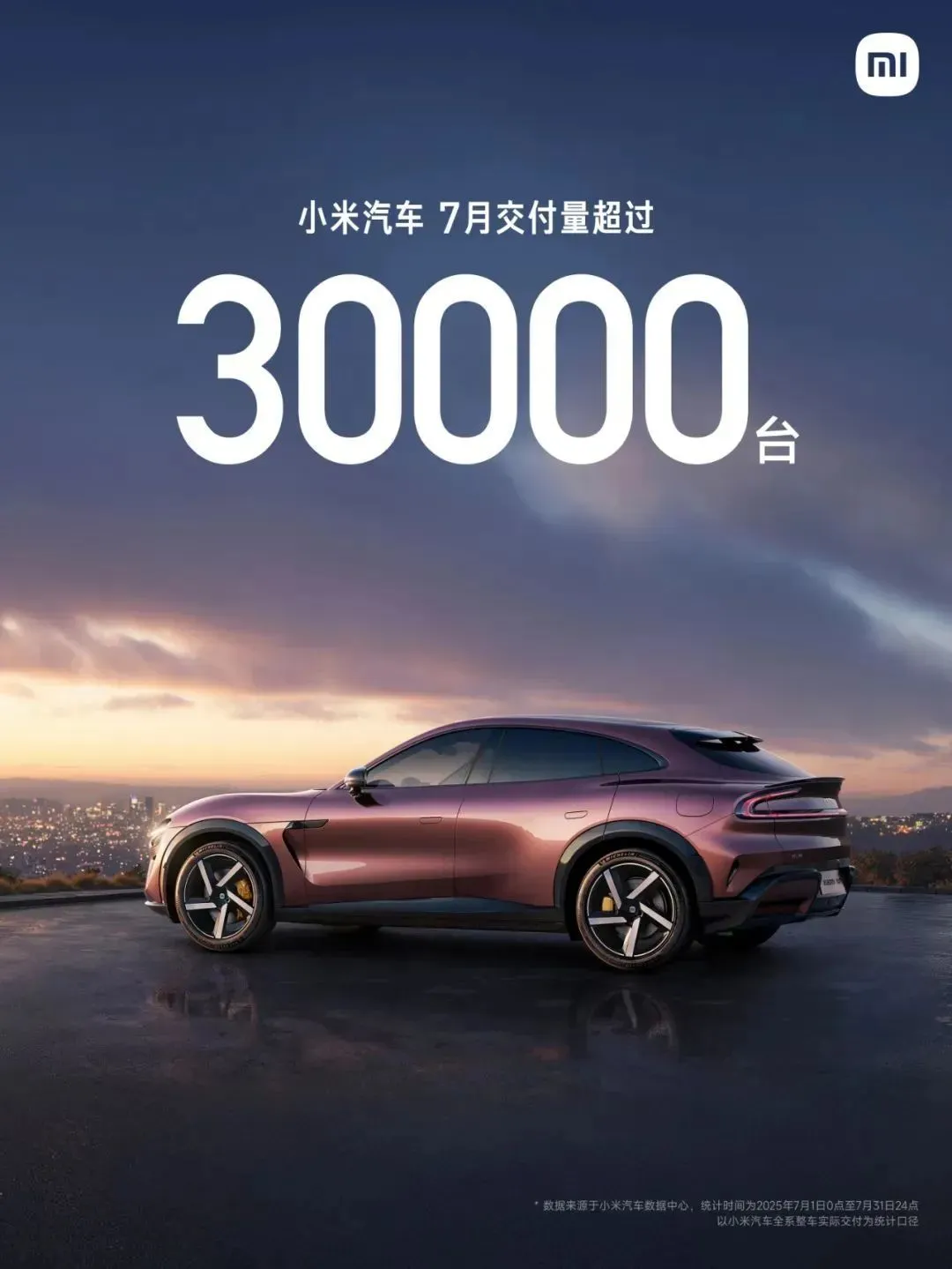 小米汽车7月交付量报告，图源小米汽车官方微信公众号